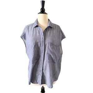 IRO French Designer 100% Cotton Blue Lightweight Button Down Shirt Size 4 $350